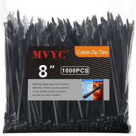 Mvyc Zip Ties show heavy-duty 50lb tensile strength for durable organization.
