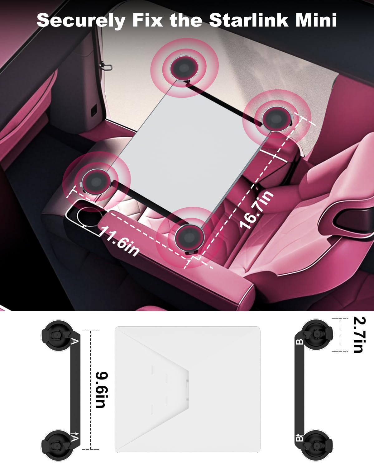 Non-slip padding protects Starlink Mini from scratches at connection points.