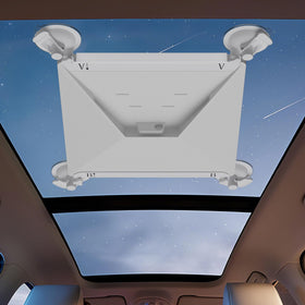 The Mwin Starlink Mini suction cup mount attached to a sunroof for secure on-the-go internet.
