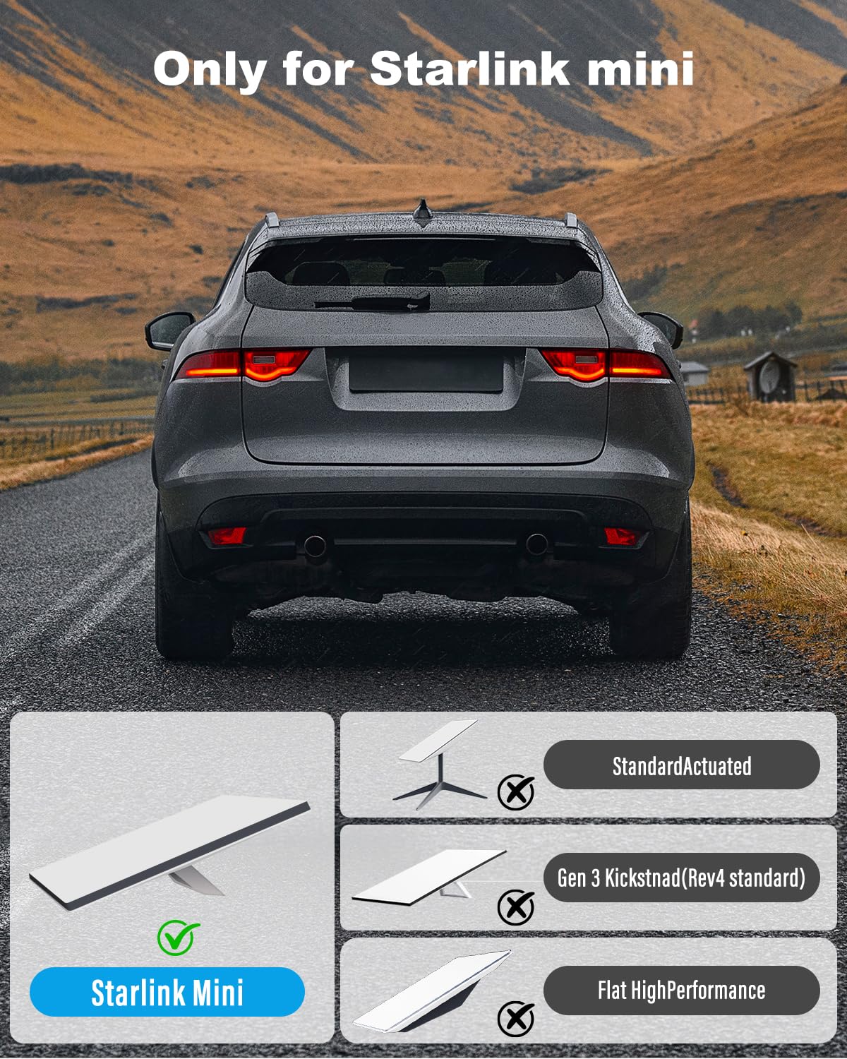 Mwin Starlink Mini universal compatibility for Starlink Mini antennas across vehicles.