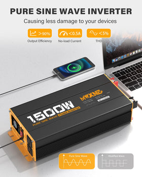 MWXNE 1500W inverter with AC outlets ready for camping power