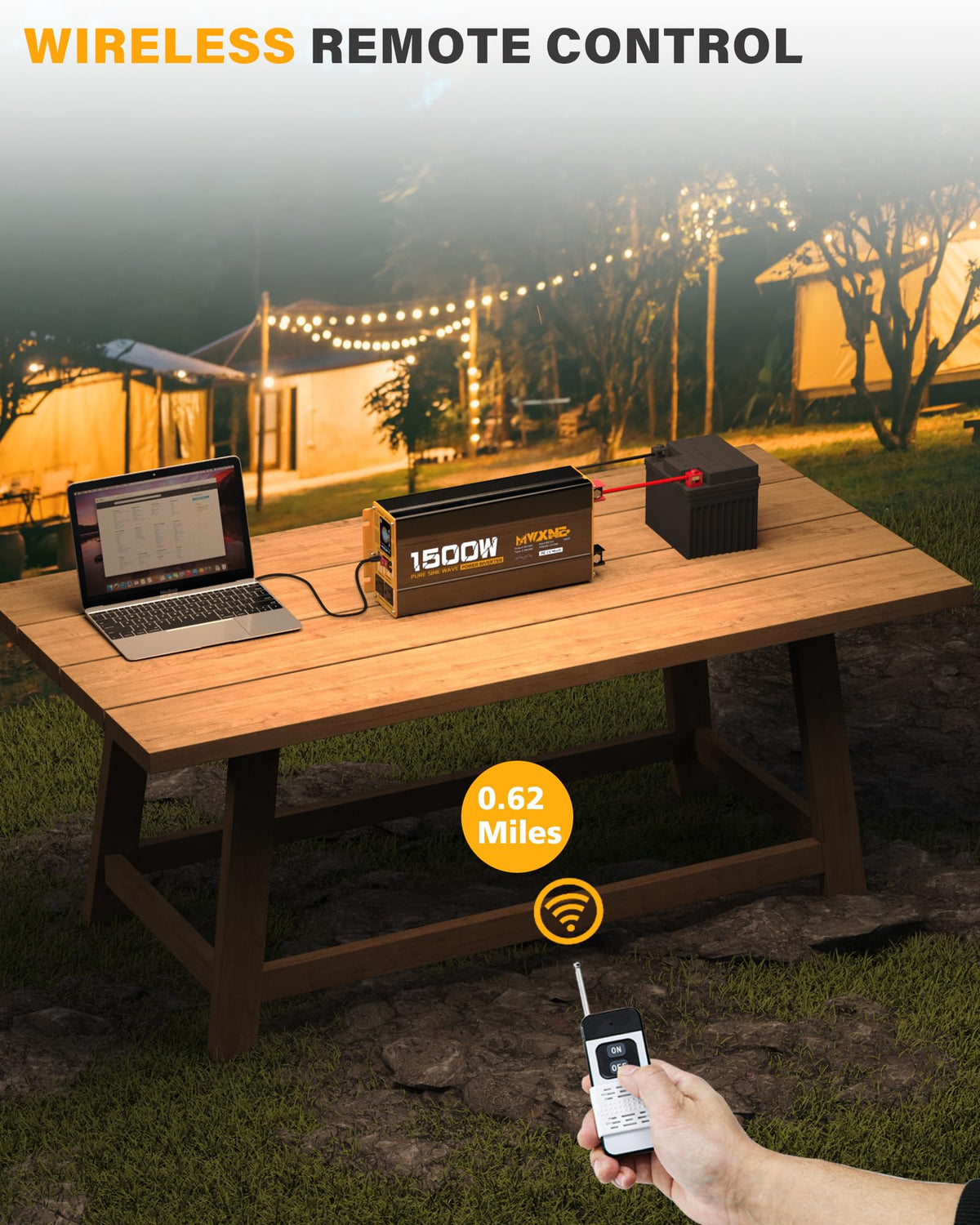 MWXNE wireless remote control enables convenient on/off operation