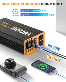 MWXNE USB ports: QC3.0 and PD30W for fast charging