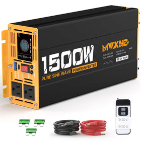 MWXNE 1500W pure sine inverter front view powering devices on the move