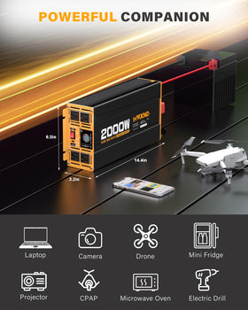 MWXNE 2000W inverter includes battery cables and accessories