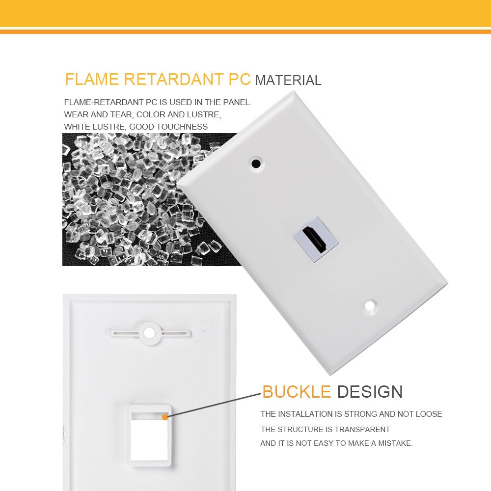 MXTECHNIC snug-in-design wall plate locks cables without back screws.