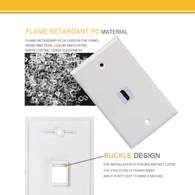 MXTECHNIC snug-in-design wall plate locks cables without back screws.