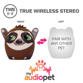Speaker with lanyard and mic promotes portable use during playtime and gatherings.