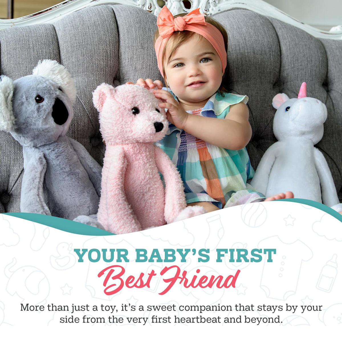 My Baby's Heartbeat Bear in nursery lifestyle scene adding sentimental decor touch