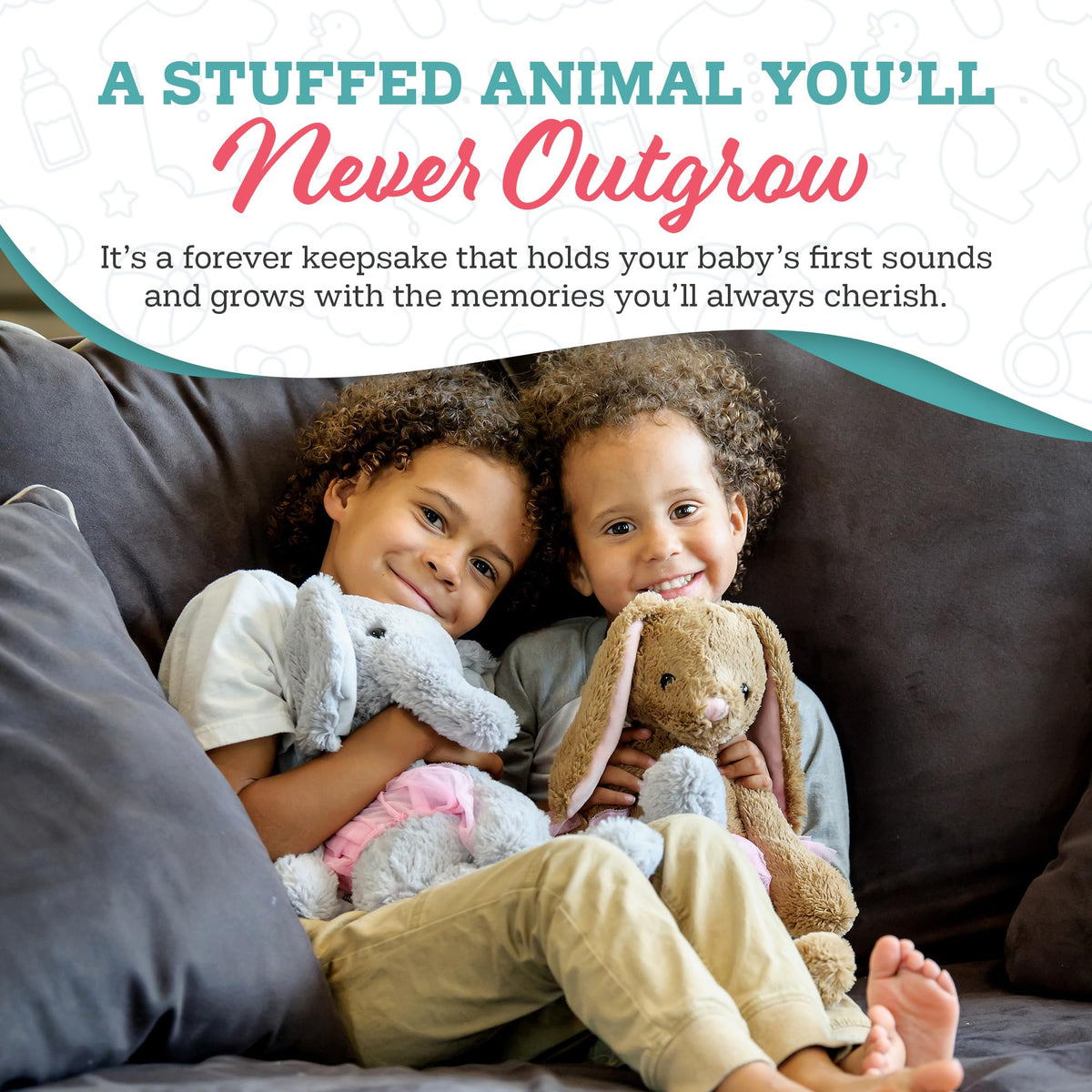 My Baby's Heartbeat Bear gift-ready packaging emphasizing registry and shower-ready appeal