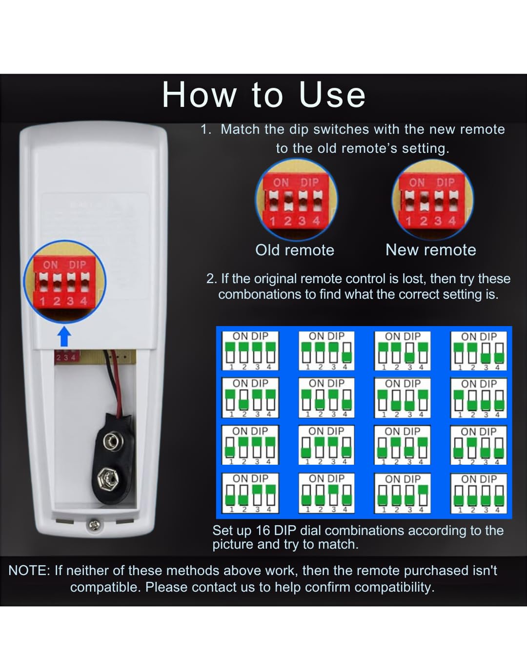 Reverse control label on the Hampton Bay UC7078T remote