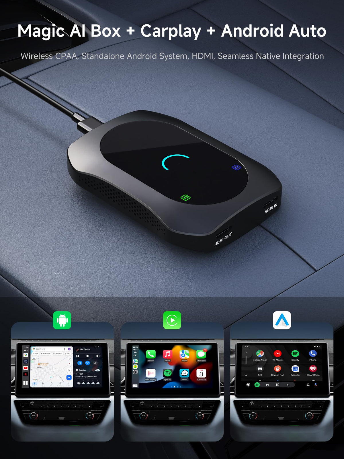 MYATOTO Magic AI Box integrates Android Auto for multimedia on the go.