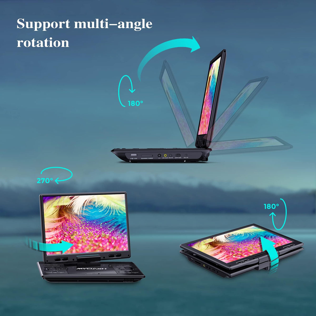 MYDASH portable DVD player for car trips and travel