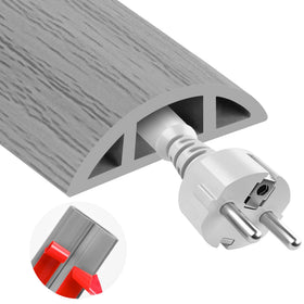 MYFAMIREA 10ft cord cover on gray wood floor protects cables and reduces trips