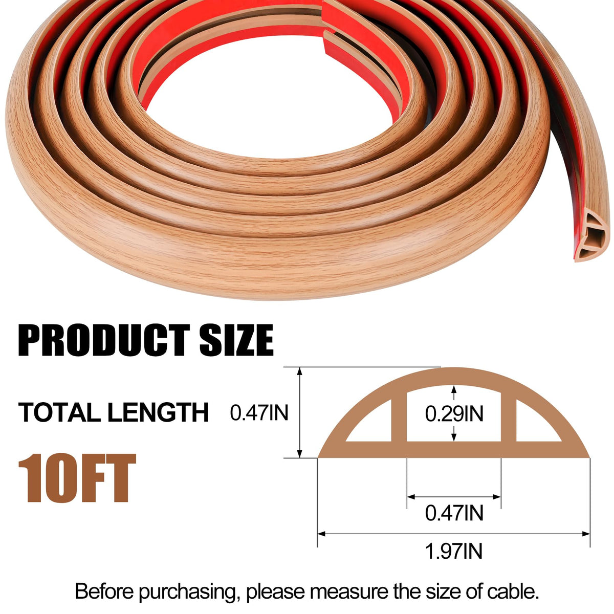 MYFAMIREA self-adhesive cord cover with tape back simplifies quick installation