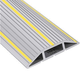MYFAMIREA front view of cord cover showing gray roll and warning stripes, improves safety