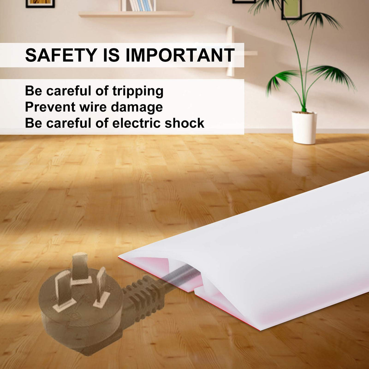 MYFAMIREA trip-free workspace solution, conceals cables along floors and edges.