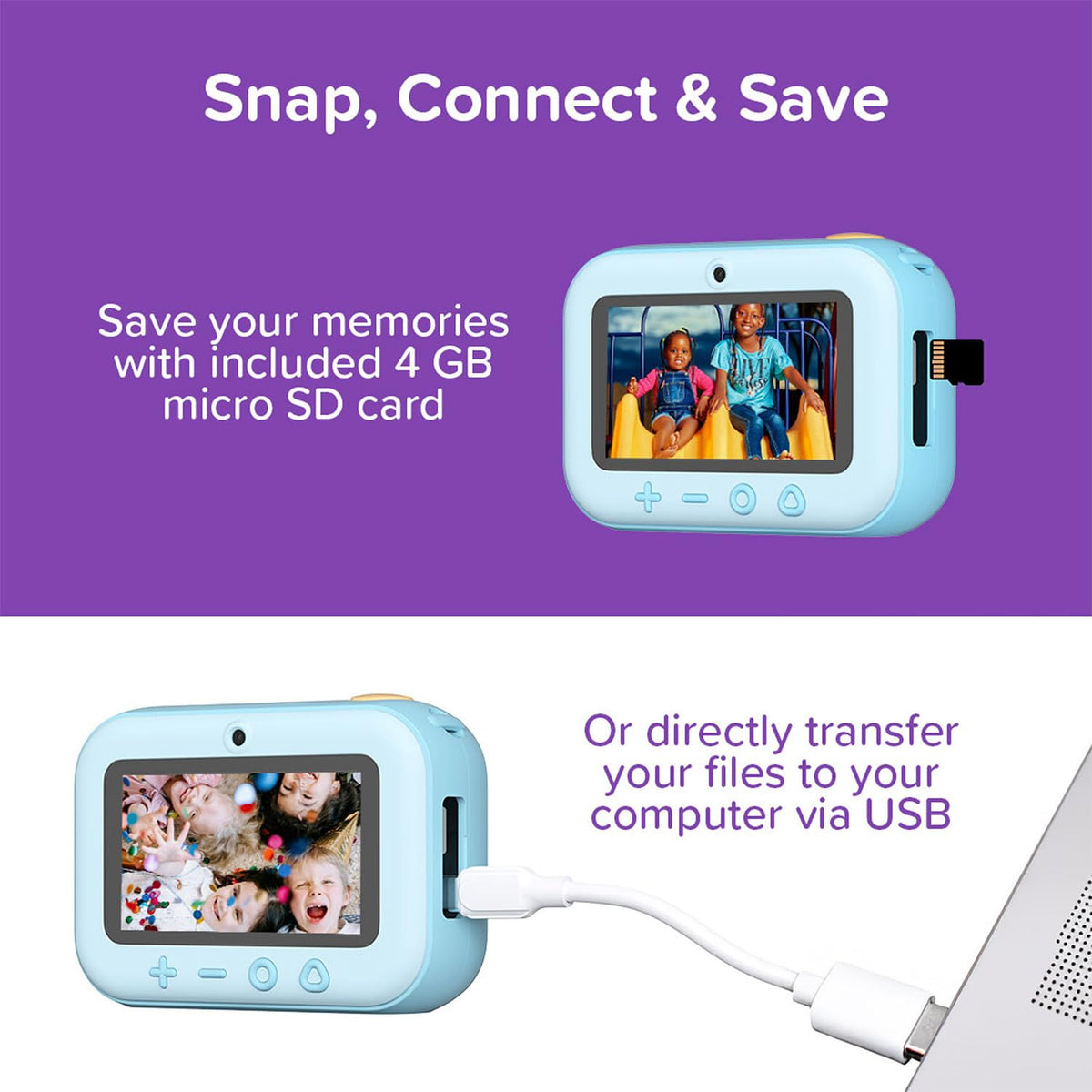 myFirst Insta 20 kid-friendly design fits small hands for comfortable use.