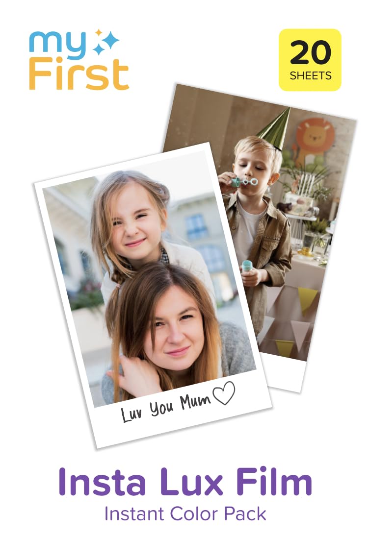 myFirst refill film Insta Lux box side highlights compact design for easy storage.