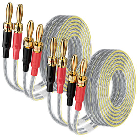 Mygatti flat-cable with banana plugs enables tidy 4 ft runs along walls