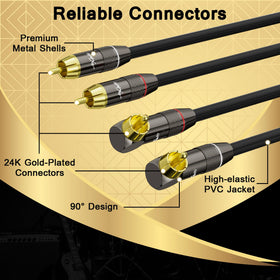 Mygatti 50ft 2RCA to 2RCA cable for stable hi-fi connections.