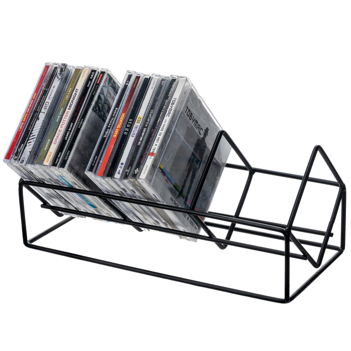 MyGift 3-Slot CD Holder demonstrates an upward-tilted design for easy access.
