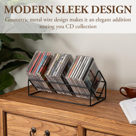 MyGift CD organizer rack in matte black complements modern desks.