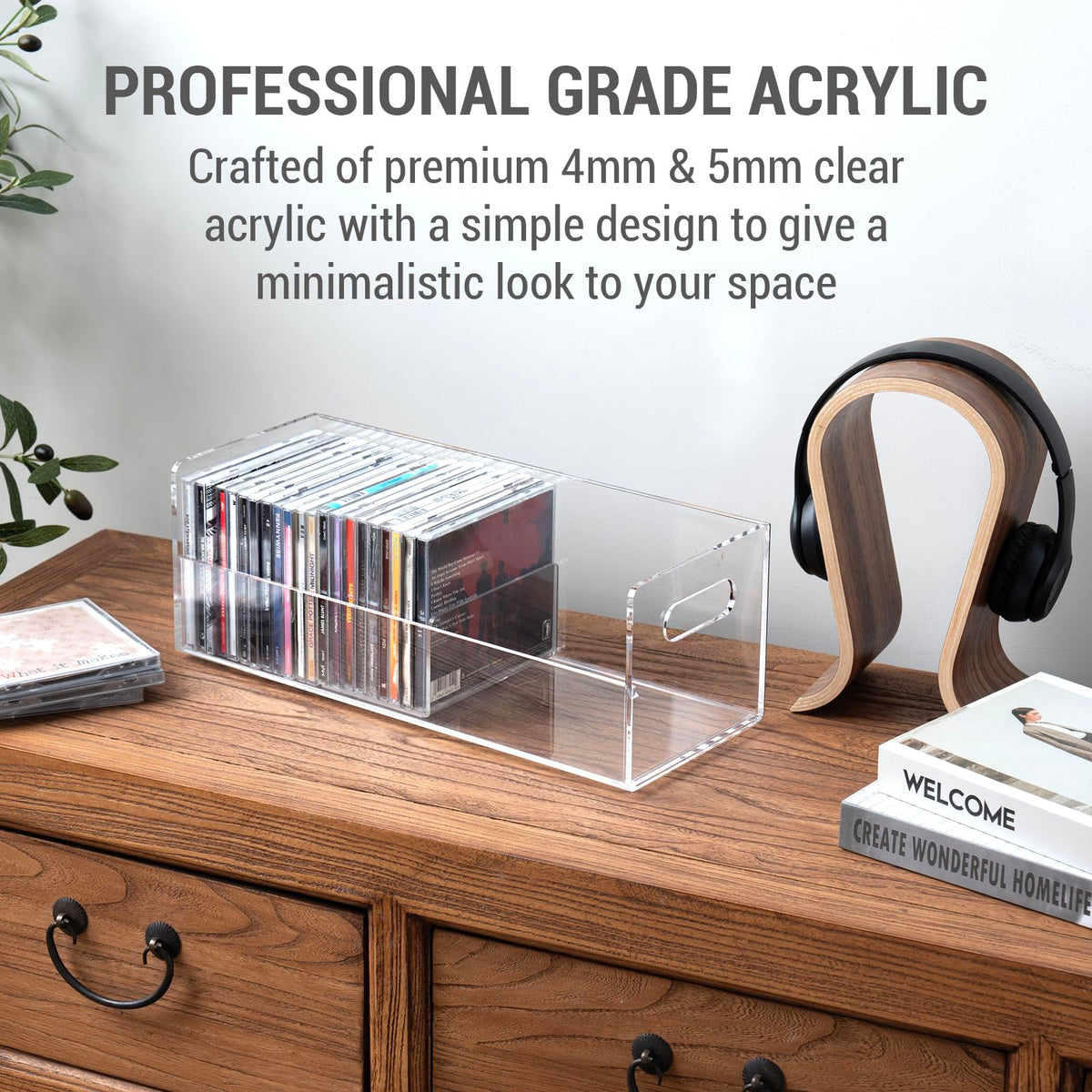 MyGift cutout handles on the CD display crate enable portable, clutter-free transport.