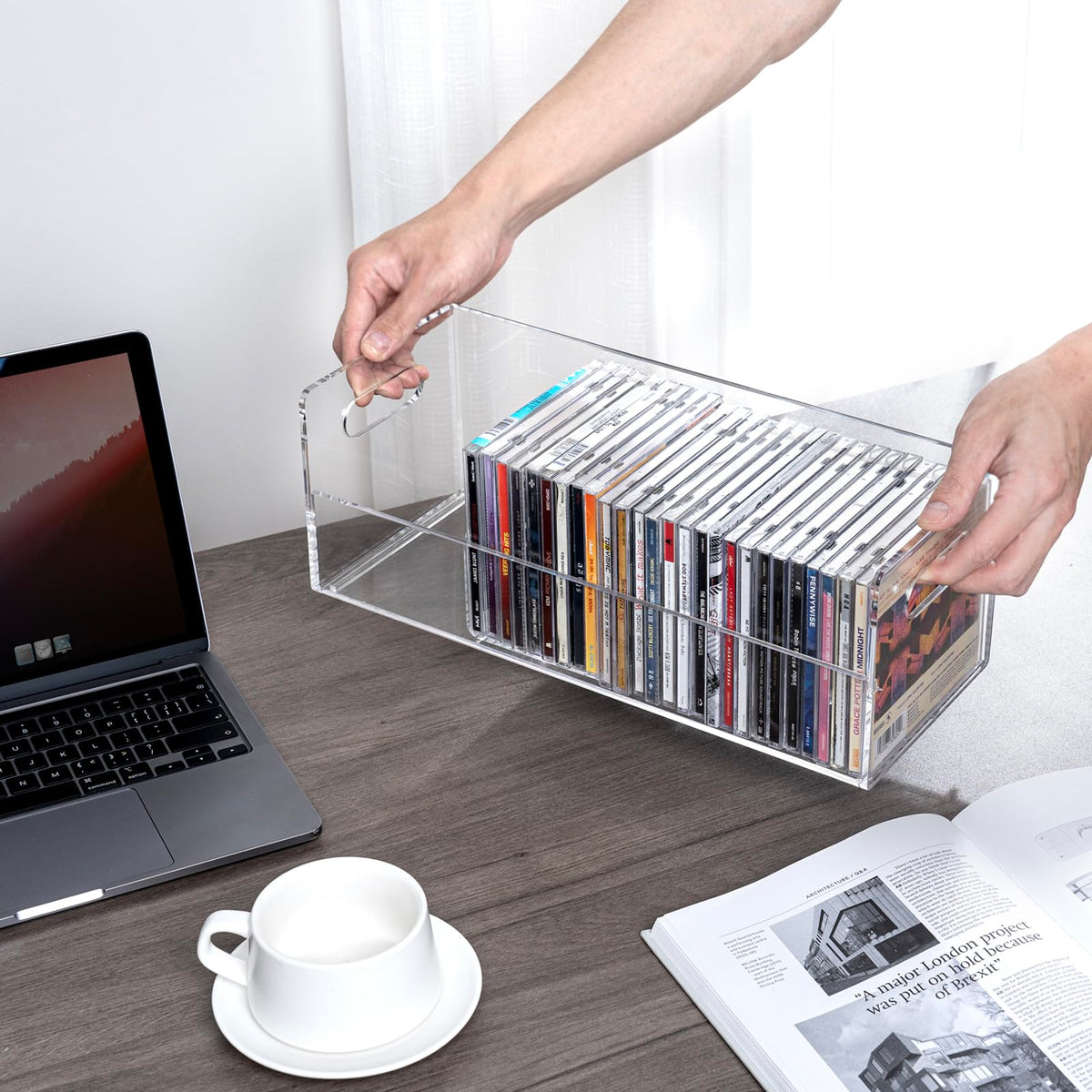 MyGift table or shelf placement showcases a modern transparent organizer.