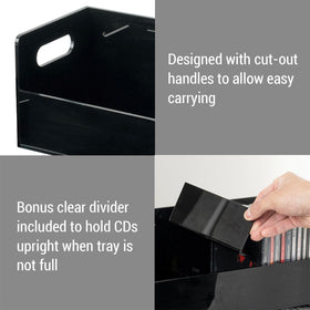 MyGift removable insert holding upright CDs for tidy display benefit