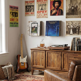 Decorative display for 10–12 inch LP sleeves using MyGift racks.