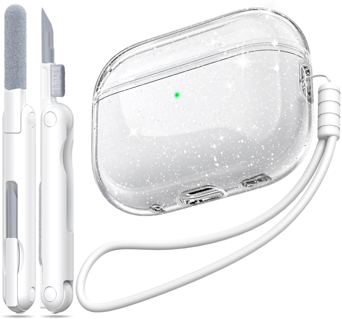MHYALUDO AirPods Pro case crystal clear, showcases original color with protective clarity.
