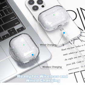 MHYALUDO AirPods Pro case transparent; surface ready for custom stickers.