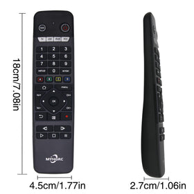 MYHGRC in use controlling TV and streaming box in a living room scene.