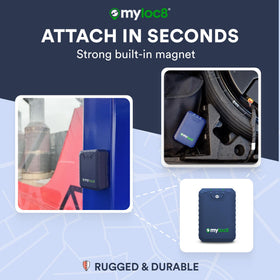MYLOC8 Ultra GPS Tracker demonstrates multi-vehicle use across cars, trucks, and boats.