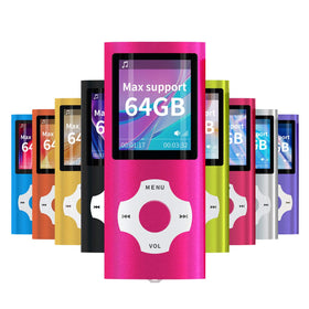 MYMAHDI MP3 Player front pink shows compact design for on-the-go listening