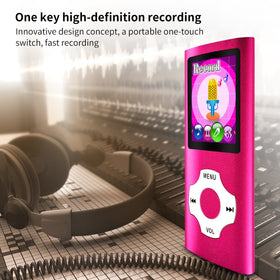 MYMAHDI MP3 Player pink LCD screen enables easy navigation and media viewing