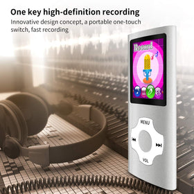 MYMAHDI MP3MP4 portable player 1-8-inch screen demonstrates quick media access.