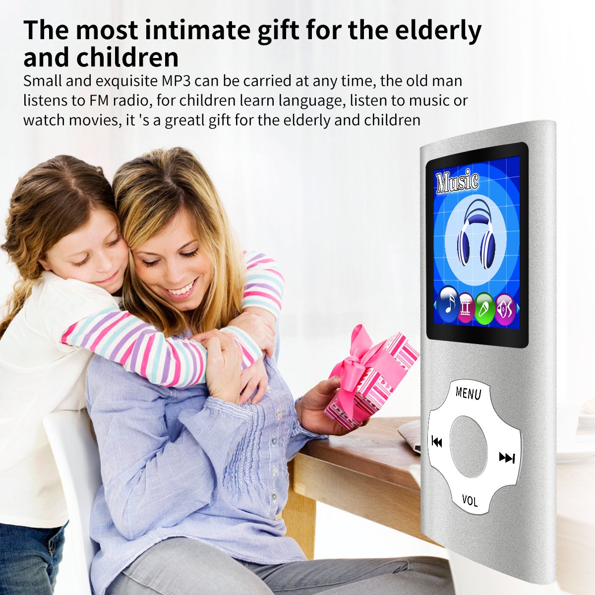 MYMAHDI MP3MP4 portable player 64GB slot expands your music library.