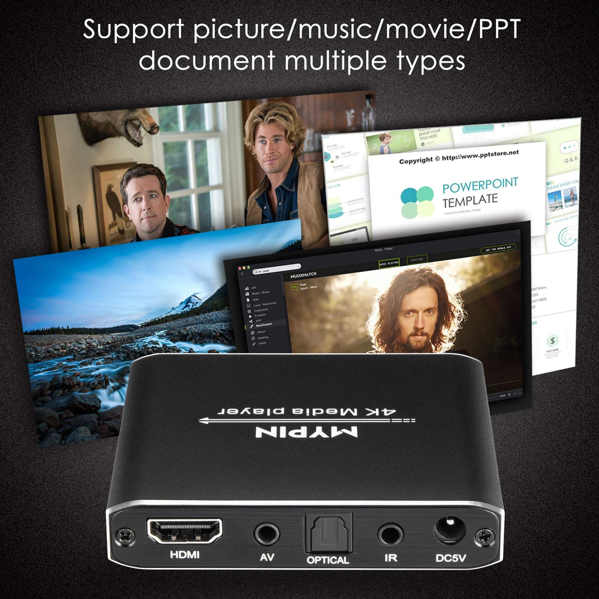 MYPIN 4K media player H.265 decoding speeds up playback