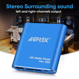 MYPIN Blue Mini hooked to HDTV via HDMI delivering crisp 1080p video