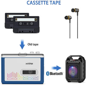 MYPIN cassette-player-aux-port close-up showing 3.5mm jack compatibility