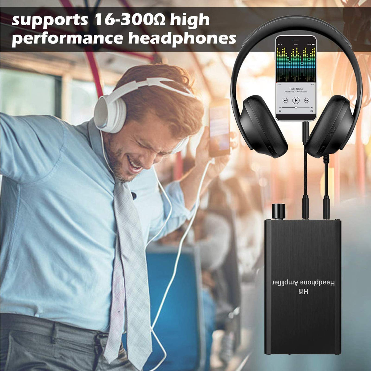 MYPIN Headphone Amplifier two-stage gain for clearer, distortion-free sound.