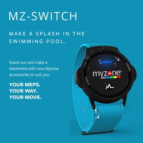 MYZONE aqua strap on wrist during workout showing secure fit and reliable tracking