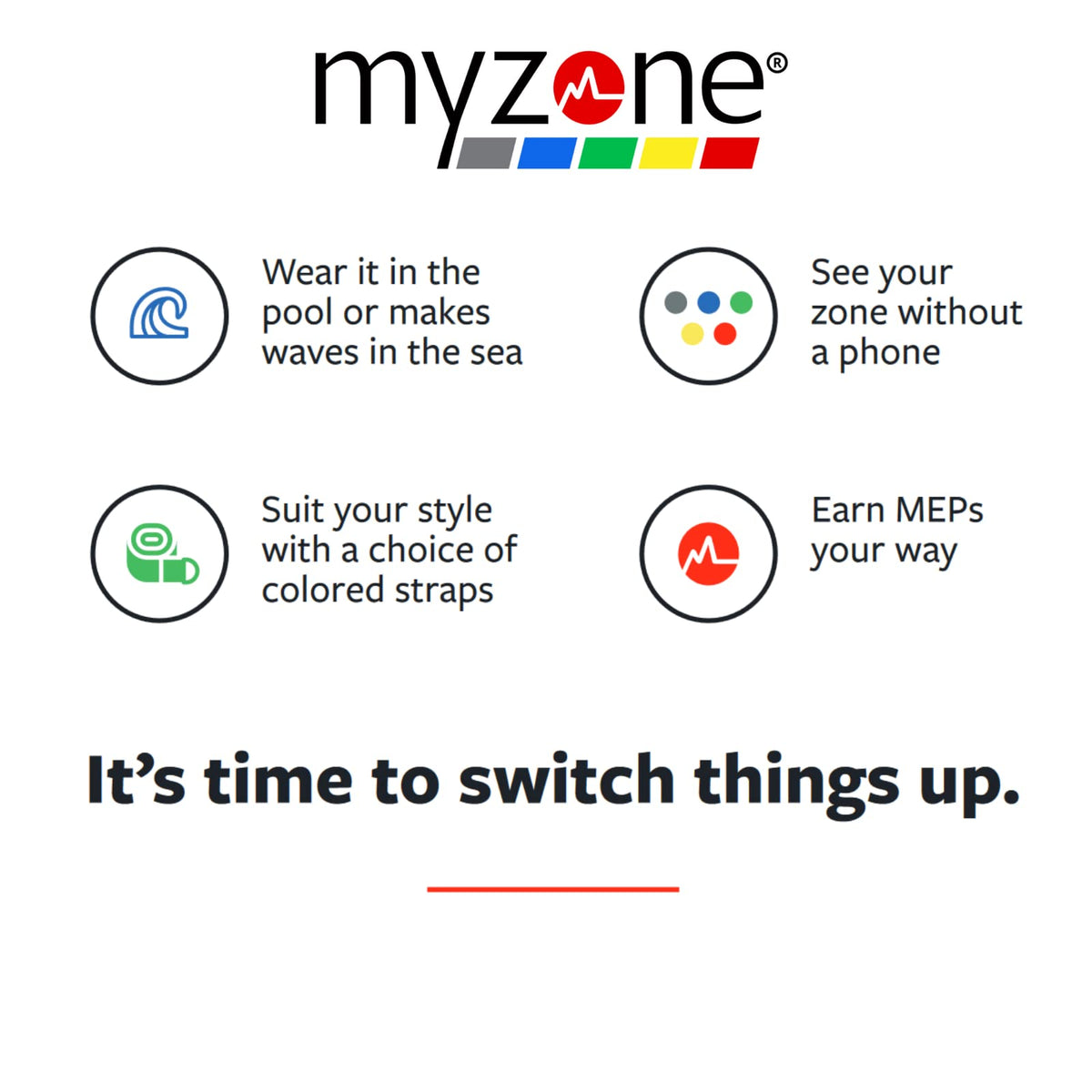 Myzone strap label and stitching close-up showing quality materials and durability
