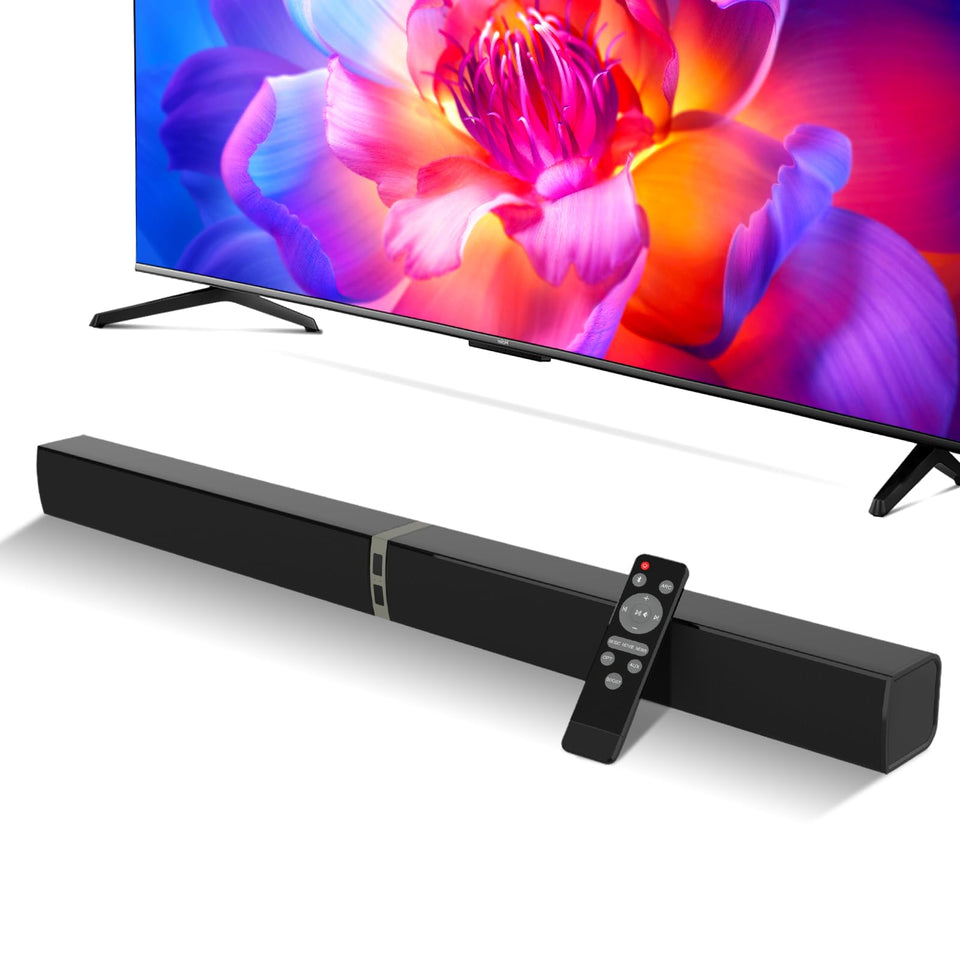 MZEIBO Sound Bar front view showcasing 80W power for immersive TV audio