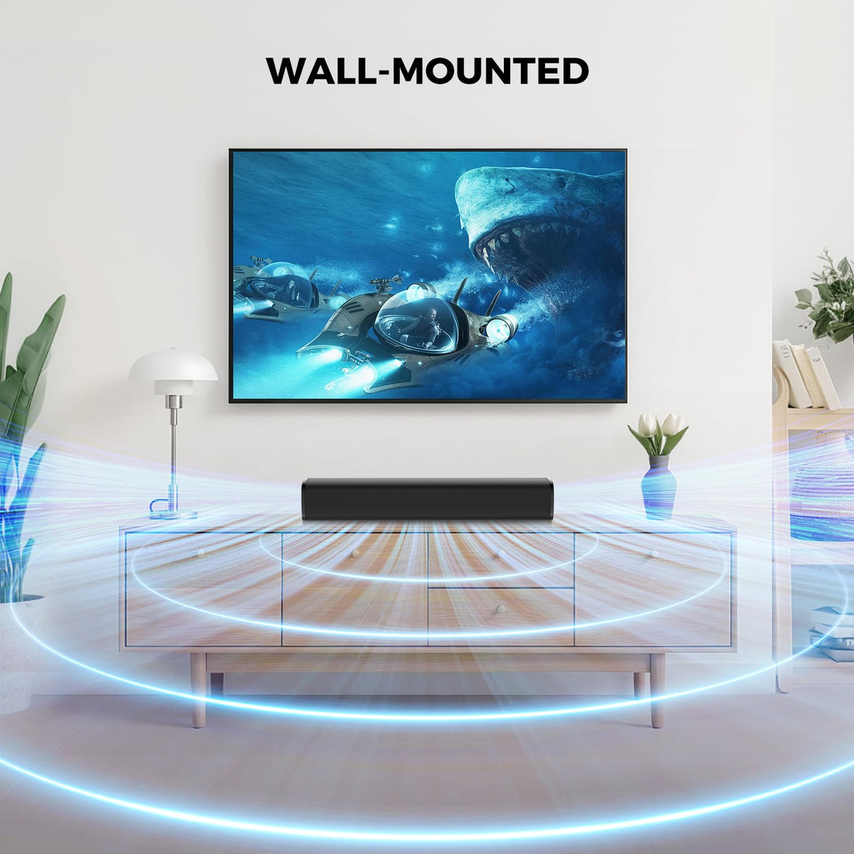 MZEIBO soundbar connection ports showing ARC optical AUX for flexible connections