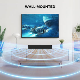 MZEIBO soundbar connection ports showing ARC optical AUX for flexible connections