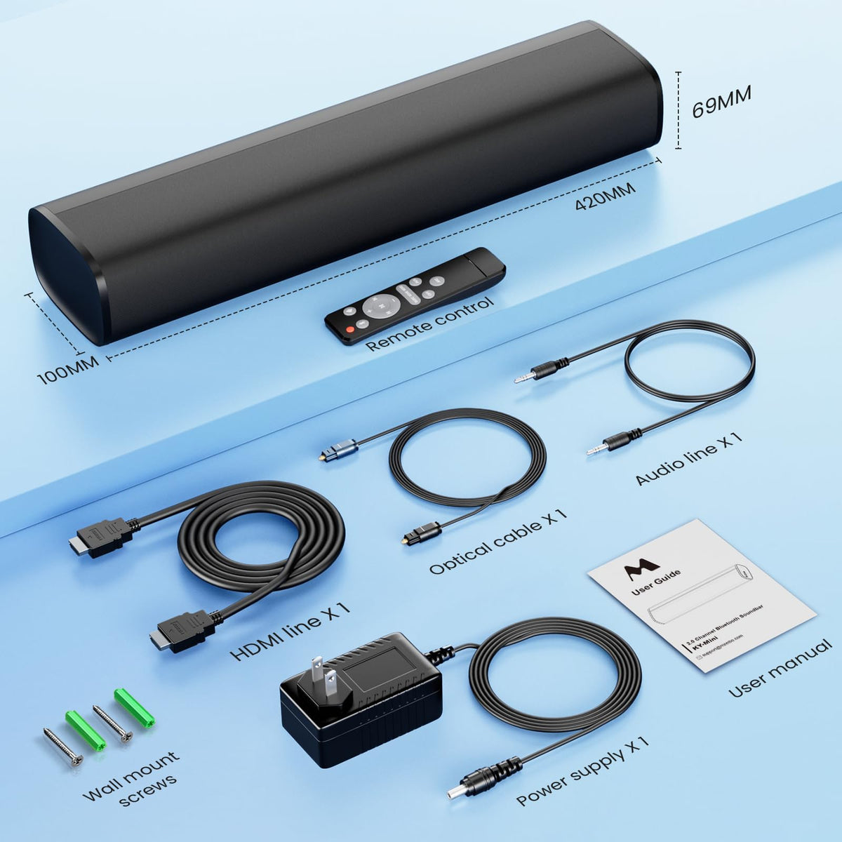 MZEIBO soundbar on desktop gaming setup showing immersive sound for games