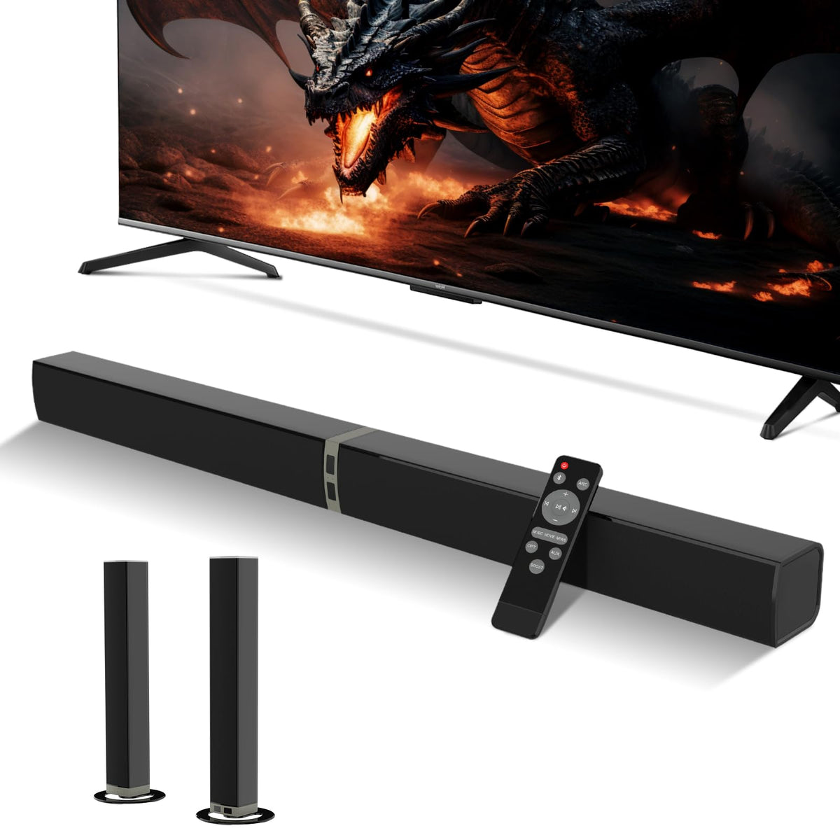 MZEIBO Sound Bar detachable design highlights flexible setup options
